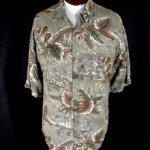 Pierre Cardin Earth Tone Rayon Hawaiian Shirt  2XL